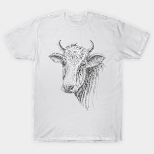 Cow Face Sketch T-Shirt